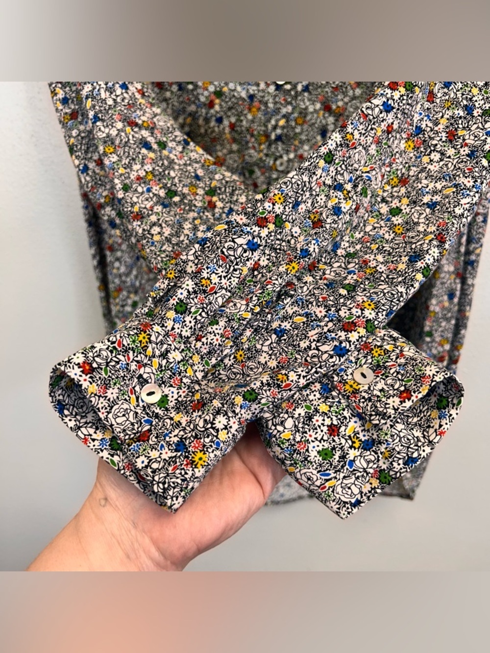 Floral Blouse Multicolor Button Up Career Spring Summer Lightweight Casual Work - Picture 7 of 13